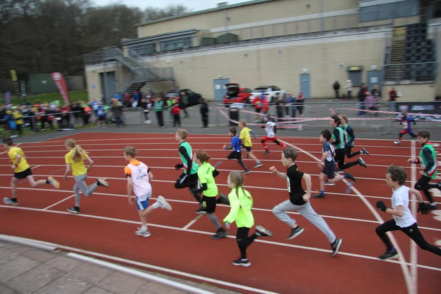 Action shot of the young runners