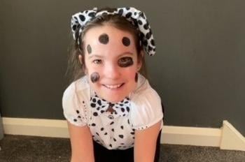 Eight-year-old Tilly as a Dalmatian at Discovery Primary School.