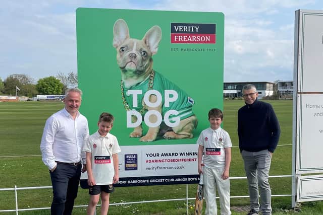 Verity Frearson has announced its sponsorship of Harrogate Cricket Club Juniors - Pictured Matthew Stamford, Austin Smirthwaite, Henry Yallup, Steve Clark.
