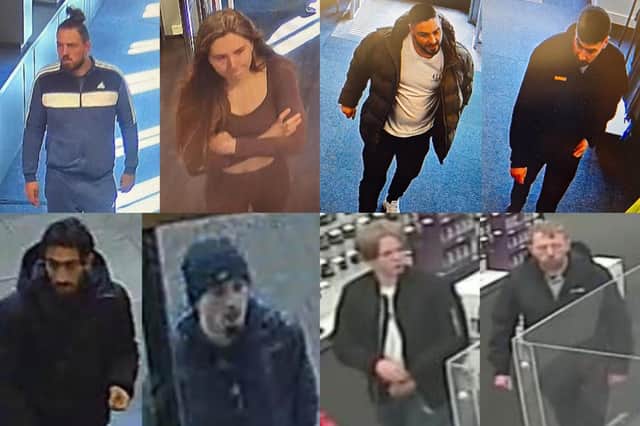 We take a look at 15 people who have been caught on camera in the Harrogate district and are wanted by North Yorkshire Police