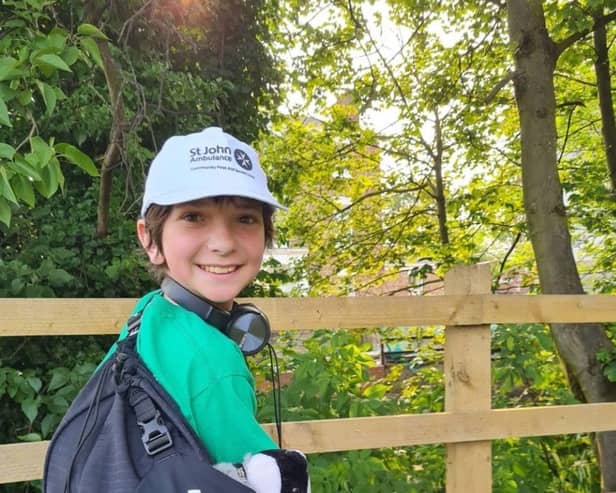 Selby Cadet’s mascot, Simon Badger, joined Natty on his walk.