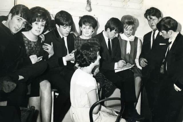 The Beatles pictured backstage with fans at the Royal Hall in Harrogate in 1963. (Picture by Terry Mason) 