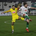Dan McDaid was on target for Tadcaster Albion as they thrashed Bradford Park Avenue 5-2 on Monday evening. Picture: Craig Dinsdale