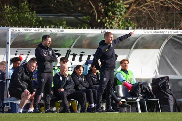 Sulphurites boss Simon Weaver points the way at Hayes Lane.