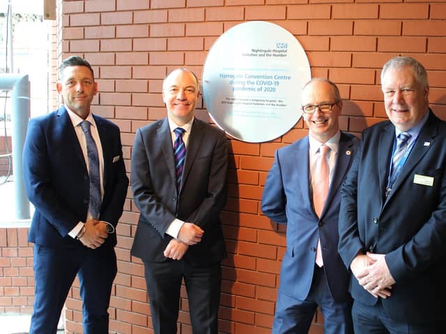 Executive director of estates and facilities at Leeds Teaching Hospitals Craige Richardson, leader of Harrogate Borough Council Councillor Richard Cooper, head of operations at Harrogate Convention Centre and security advisor at Leeds Teaching Hospitals Peter Foy.