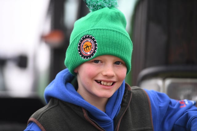 Tom Parker (aged ten) from Ripley wrapped up warm in his Knaresborough Tractor Run bobble hat