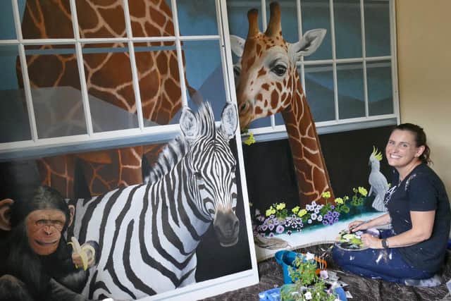 Restoring famous Trompe L’oeil painting in Knaresborough - Originally painted by Julie Cope,  local freelance artist Helen Salmons has been bringing it back to life. (Picture contributed)