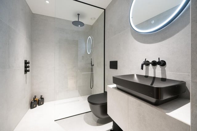 A contemporary shower room within the property.