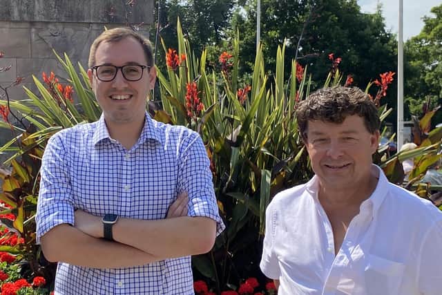 Harrogate and Knaresborough MP Tom Gordon with Coun Chris Aldred, Chair of Harrogate & Knaresborough Liberal Democrats, who is standing in the High Harrogate ward in the Harrogate Town Council elections. (Picture contributed)