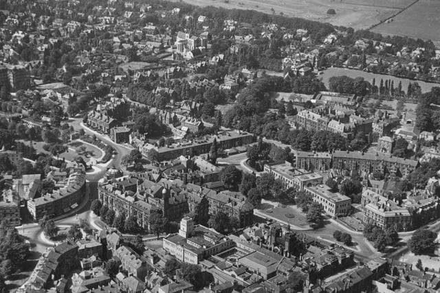An aerial view of Harrogate in 1960