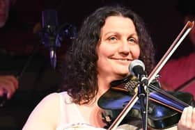 Musical contribution - Harrogate village arts pioneers Badapple Theatre's Kate Bramley. (Picture Barry Pell)