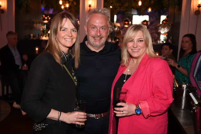 Karen Winspear, left, with Matthew Stamford and Lyndsay Snodgrass at a drinks reception for the Harrogate Advertiser Business Excellence Awards 2024 finalists at The Pickled Sprout, Harrogate