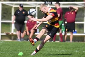 Rory Macnab kicked his 100th point of the season during Harrogate RUFC's derby defeat to York. Picture: Gerard Binks