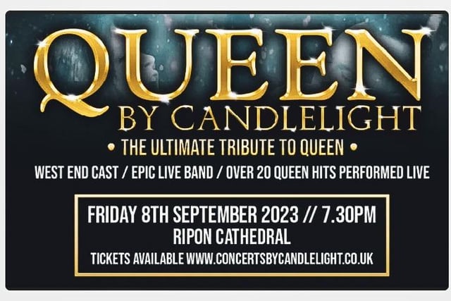 Queen by Candlelight comes to Ripon Cathedral featuring West End singers accompanied by a live rock band on September 8, from 7:30pm-11pm.