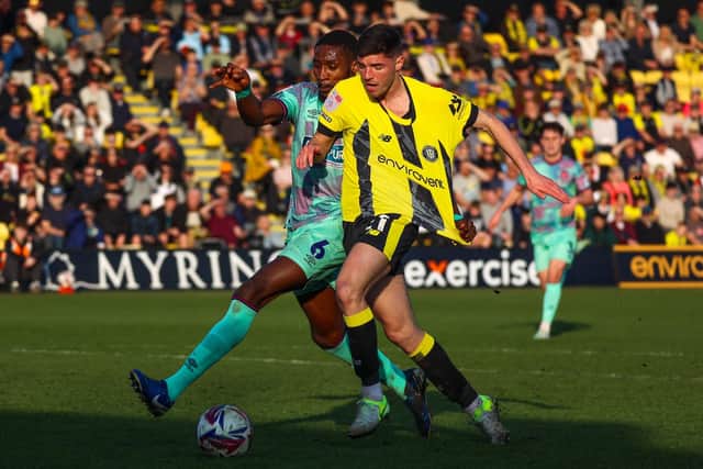 Harrogate Town winger Ellis Taylor's deflected 95th-minute strike settled Saturday's League Two clash.