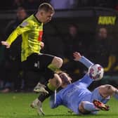 On-loan Huddersfield midfielder Matty Daly had to be substituted in the 51st minute of Harrogate Town's 3-0 win over Mansfield at Wetherby Road. Pictures: Matt Kirkham
