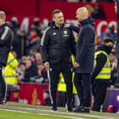 NO RISKS: Leeds United caretaker manager Michael Skubala with Manchester United's Erik Ten Hag during Wednesday's 2-2 draw