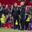 NO RISKS: Leeds United caretaker manager Michael Skubala with Manchester United's Erik Ten Hag during Wednesday's 2-2 draw