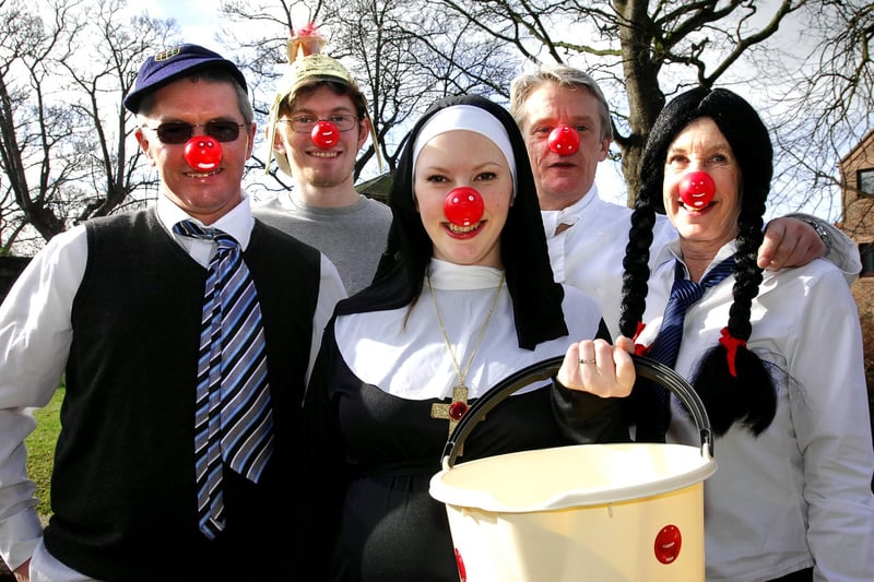 Stem Computer Systems in Ripon raising money for Comic Relief in 2009 - Carl Marshall, Andrew Taylor, Anna Marshall, John Middleton and Maureen Marshall