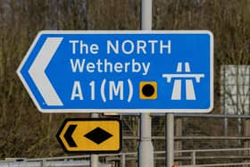 Motorway sign for the A1 North Wetherby.