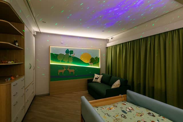 The enchanted forest-themed bedrooms