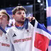 Jack Laugher, left, and Anthony Harding won Olympic bronze last summer, but are targeting World Championship gold this year. Picture: Quinn Rooney/Getty Images