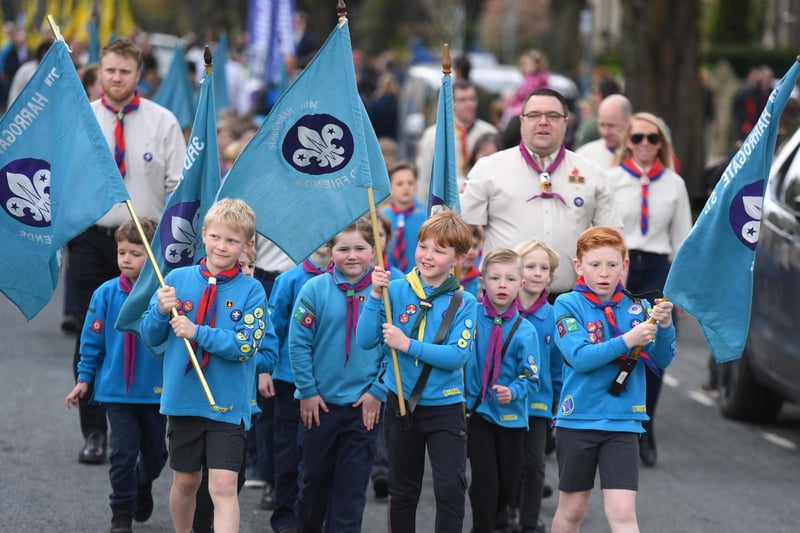 Scouts, Guides, Brownies, Rainbows, Beavers and Cubs took to the streets of Harrogate for the St George's Day Parade