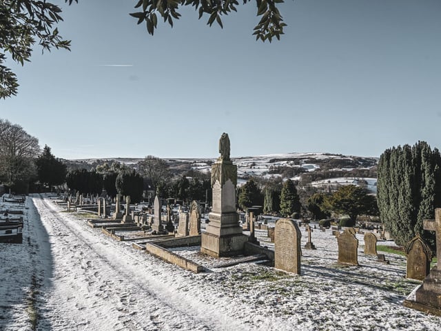 Below the 'old church' is the new cemetery where locals are still laid to rest today.