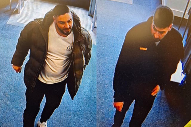 The police would like to speak to these two men after nine Garmin devices, valued at around £4470, were stolen from a display cabinet at Cotswold Outdoors in Harrogate