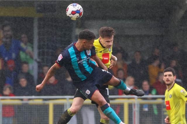 Toby Sims produced another solid display at right-back during Harrogate Town's 2-2 draw with Crewe Alexandra. Pictures: Matt Kirkham