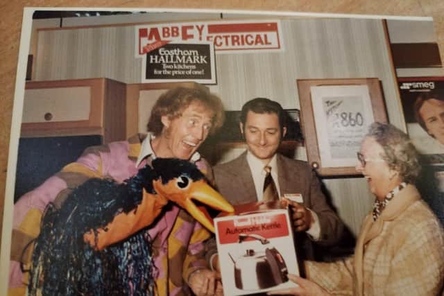 Graham at trade show  in the 70`s, meeting Rod Hull and Emu