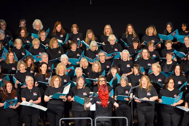 Love Pop Choir performing at the Royal Hall Harrogate