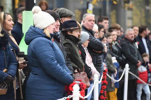 Hundreds of people gathered in Harrogate town centre for the Remembrance Day parade and service at the cenotaph