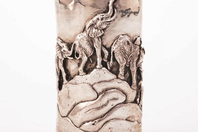 Pictured: A silver pen holder by Patrick Mavros. Opening bid starts at £250.