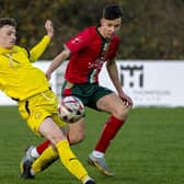 Luca Bolino in action during Harrogate Railway's 2-1 NCEL Division One success at Nostell Miners Welfare. Pictures: Scott Merrylees