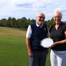 Harrogate & District Union's Ladies Seniors champion, Pat Harrison, with Union president, Bill Caw. Picture: Submitted