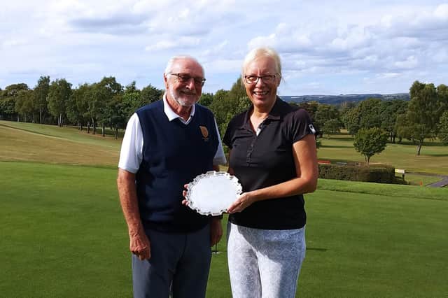 Harrogate & District Union's Ladies Seniors champion, Pat Harrison, with Union president, Bill Caw. Picture: Submitted