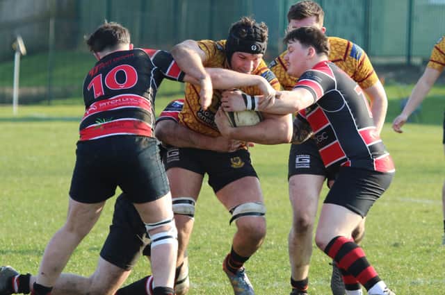 Hugh Tatlow on the charge for Harrogate Pythons during Saturday's Yorkshire One defeat to Hullensians. Picture: Submitted