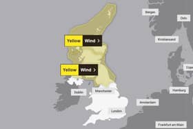The Met Office has issued a yellow weather warning for strong winds of up to 45mph across Harrogate