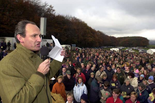 Nick Bannister, then the joint master of the Pendle Forest and Craven Hunt, at a rally in Malton in 2003
