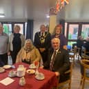 At the Sycamore Hall Care Home VFF celebration are (from left) residents Sylvia Hogan, 86, and Ian Newby, 86, Ewelina Sosnowska, home manager, Mayoress Linda Hawke, Mayor Cllr Sid Hawke, Phill Basey, Royal Air Force and Merchant Navy veteran, and Jill Scaife, activities coordinator and veteran champion.