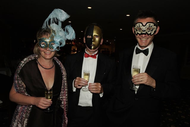 Kate Geddis, John Letham and David Geddis - Masked Ball in aid of Macmillan Cancer Support at the Pavilions of Harrogate in 2010