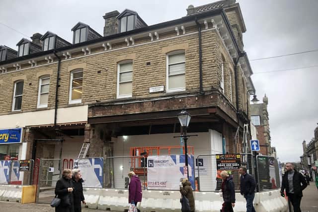 Building work in Harrogate - With safety fencing surrounding what was formerly a phone repair shop, the whole unit at a site facing WH Smith is being gutted. (Picture contributed)