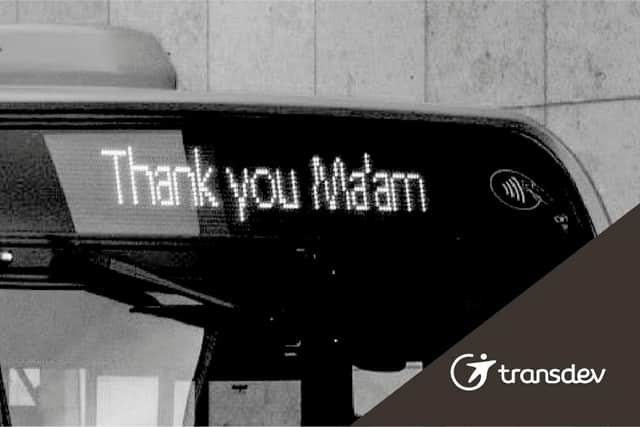 Transdev is showing the message ‘Thank You Ma’am’ on its destination displays in tribute to Her Majesty