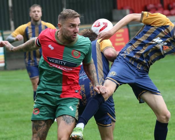 Striker Alex Burton bagged a quick-fire brace to help Harrogate Railway sink Kinsley Boys at Station View. Picture: Craig Dinsdale