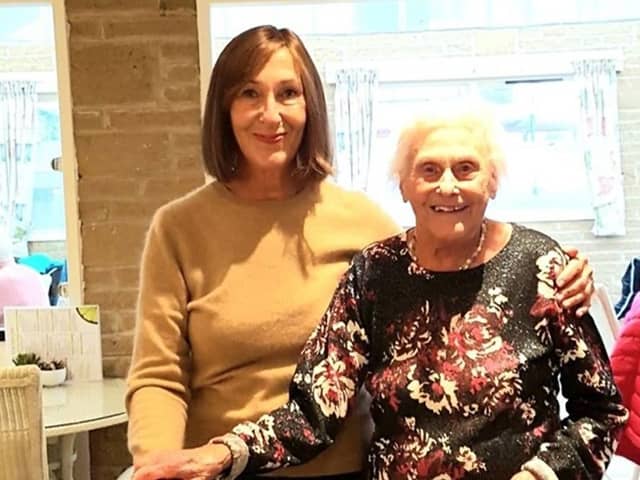 Carers Time Off organisation volunteer Liz with Hazel, enjoying each other’s company.