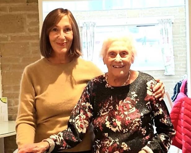 Carers Time Off organisation volunteer Liz with Hazel, enjoying each other’s company.