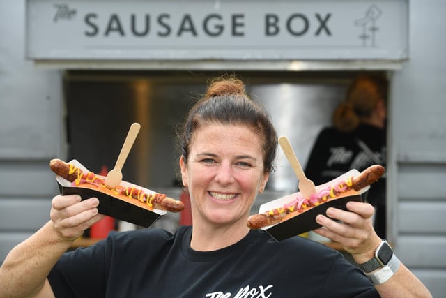 Hayley Reynolds, of Sausage Box, with her giant hot dogs at the festival