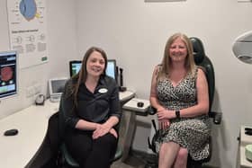 'Life saving' health check - Ripon woman Alexandra Nicol, 43, attended a Saturday clinic at Specsavers Ripon with optometrist director, Katherine Friis. (Picture contributed)