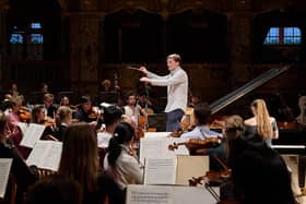 Coming back in the Royal Hall - Harrogate's Cuore Chamber Orchestra and its Founder and Artistic Director William Dutton. (Picture Claire Wood Photography)
